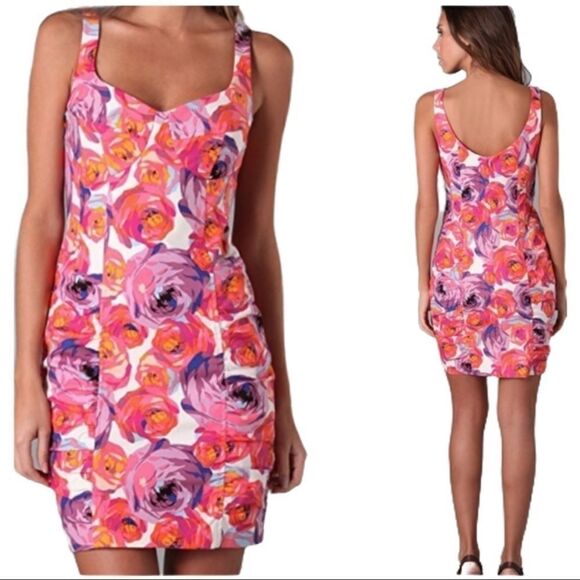 Nanette Lepore Candy Girl Floral Mini Dress Rose - Picture 1 of 8